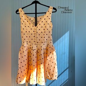 Retro pink polka dot fluffy sleeveless large skirt waist vest dress